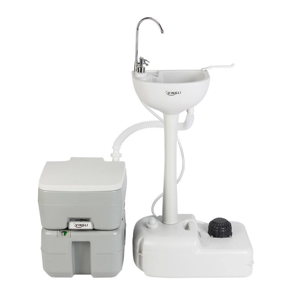 VINGLI 40.1 in. Portable Sink Hand Washing Station and 5.3 Gal. Flushing Toile Combo HD-VL-G89000679