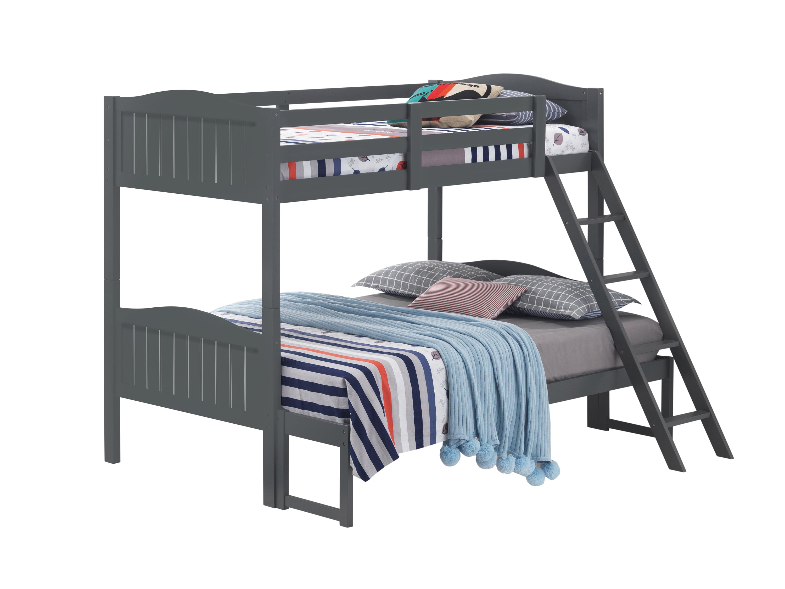 Arlo Twin Over Full Bunk Bed With Ladder Grey-405054GRY