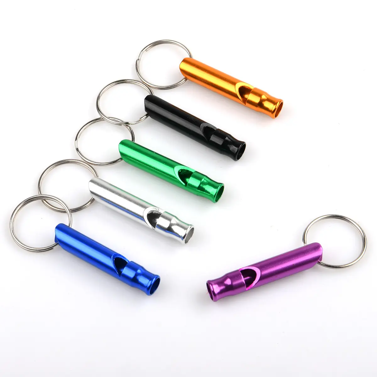 cheap price custom Aluminum Emergency Survival Safety Keychain with Whistle for Outdoor Camping Hiking boating  Whistle key ring