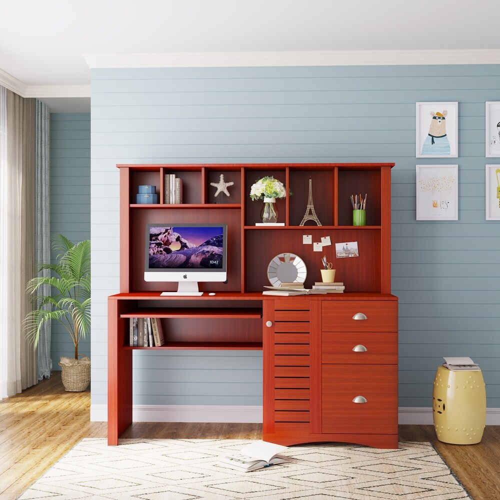 Home Office Wood Computer Desk with Hutch