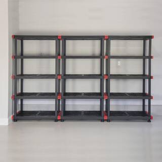 Black 5-Tier Plastic Garage Storage Shelving Unit (40 in. W x 72 in. H x 24 in. D) shelve-613