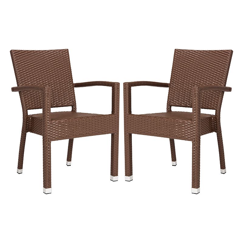 Safavieh Indoor / Outdoor Stacking Wicker Arm Chair 2-piece Set