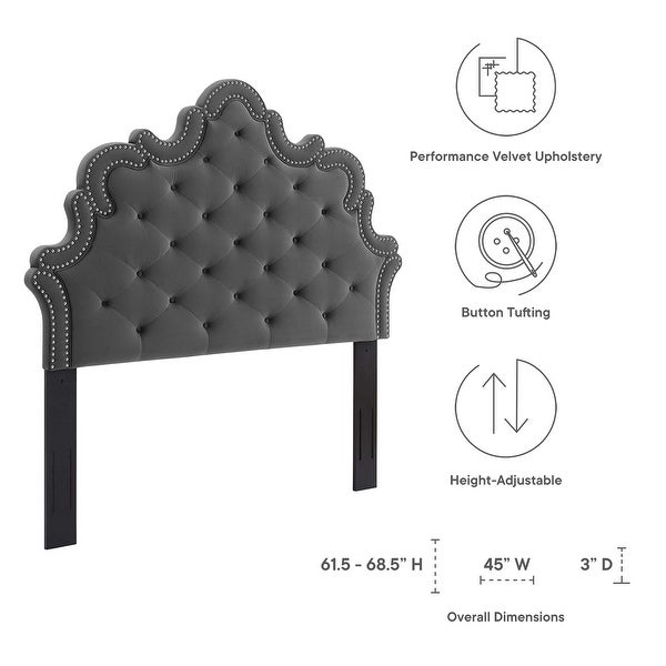 Arabella Button-Tufted Performance Velvet Twin Headboard - - 35485262