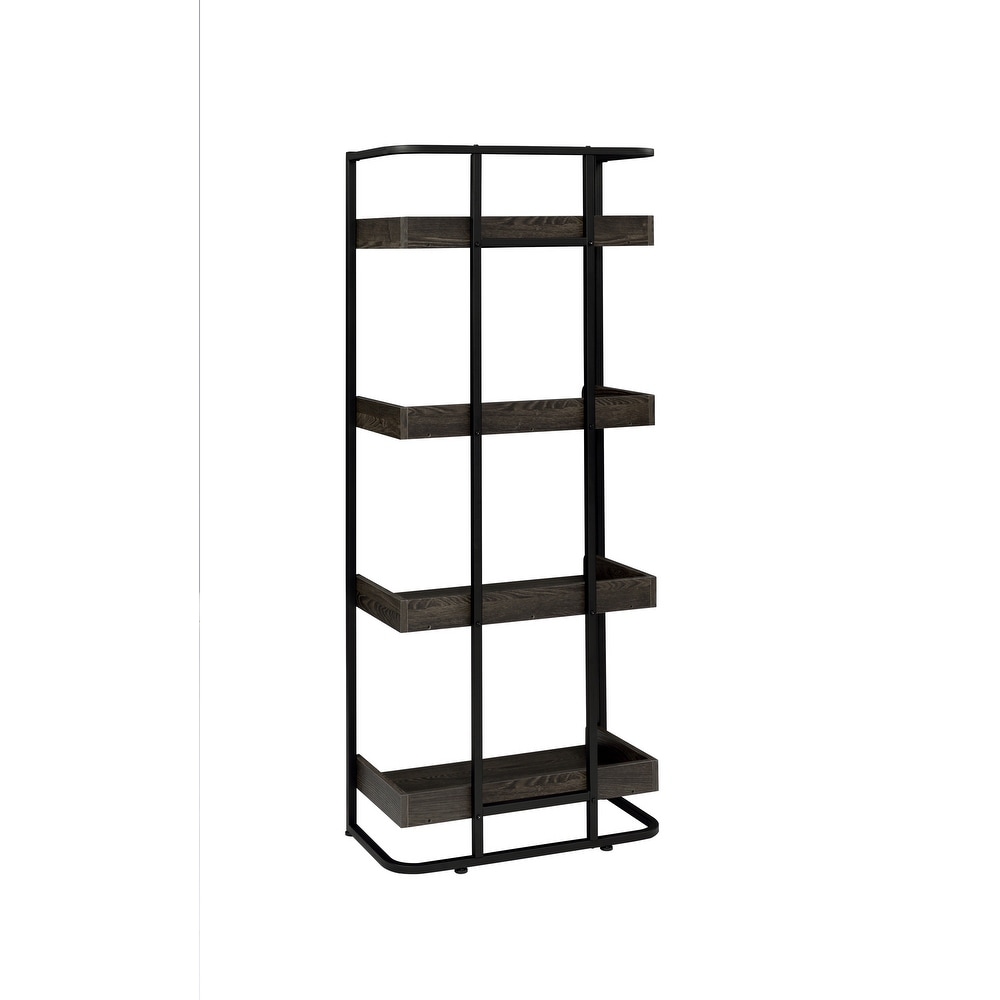 Coaster Furniture Ember Dark Oak and Sandy Black 4 shelf Bookcase