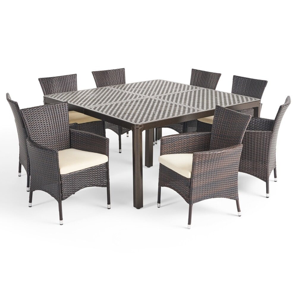 Bragdon Aluminum/ Brown Wicker 9 piece Outdoor Dining Set by Christopher Knight Home