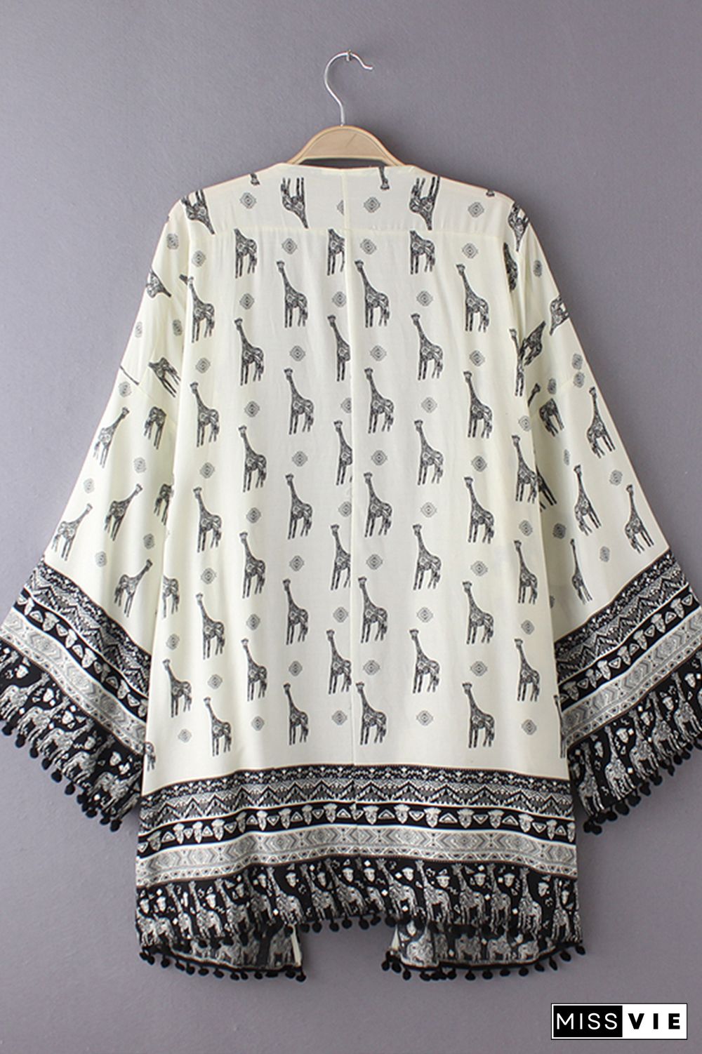 Giraffe Print Long Cardigan Cover Up Wholesale