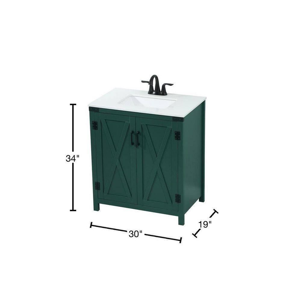 Timeless Home 19 in. W x 30 in. D x 34 in. H Bath Vanity in Green with Ivory White Quartz Top TH180460MGN