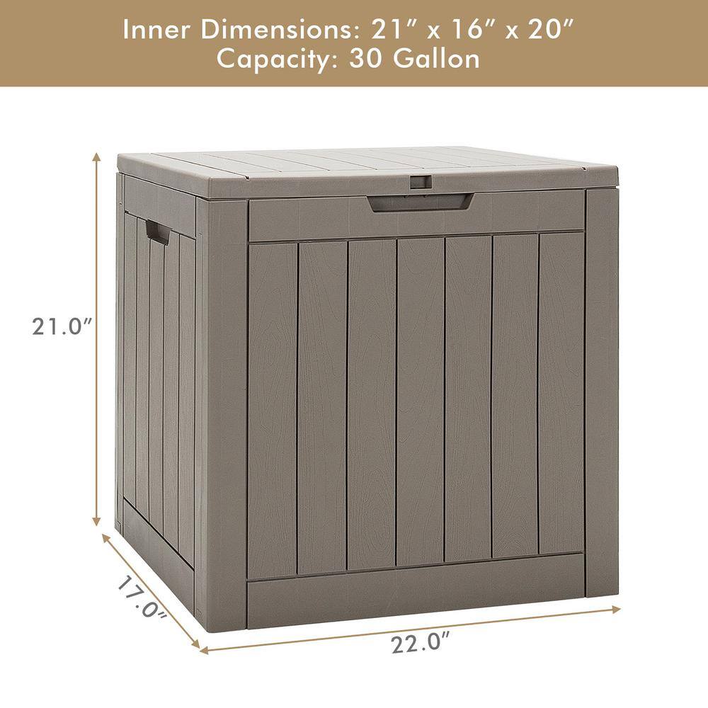 Costway 30 Gal. Deck Storage Box in Brown Container Seating Tools Organization Deliveries NP10310CF