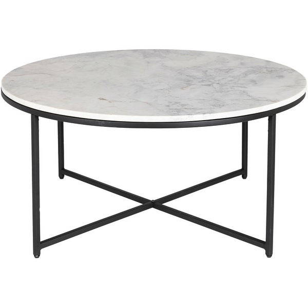 Nikkitae Round Marble Top and Metal Coffee Table - 16