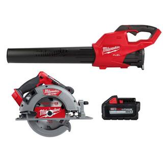 MW M18 FUEL 120 MPH 450 CFM 18V Lithium-Ion Brushless Cordless Handheld Blower wM18 7-14 in. Circular Saw 6.0 Ah Battery 2724-20-2732-20-48-11-1865