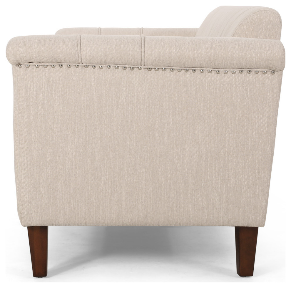 Alessandro Channel Stitch Fabric 3 Seater Sofa   Transitional   Sofas   by GDFStudio  Houzz