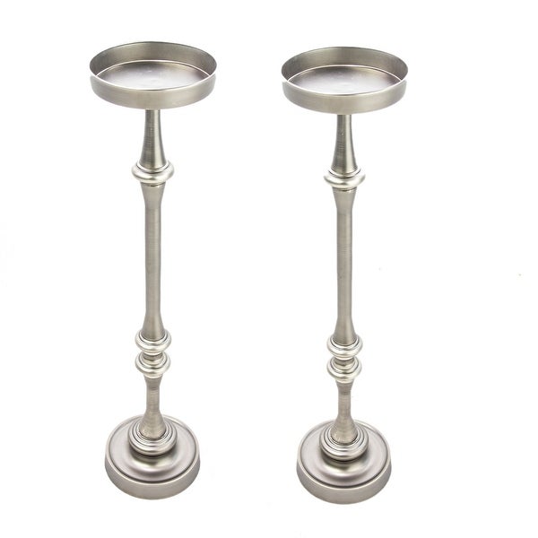 New Ridge Home Goods Glam 6in. Round Side Accent Martini Tables， Set of 2， Antique Silver