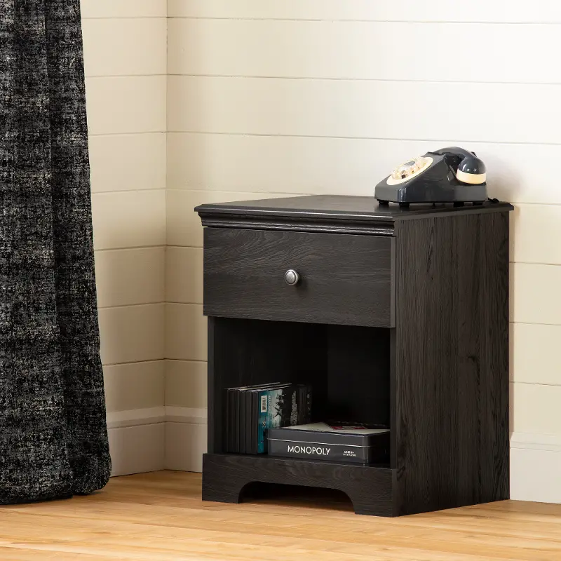 Zach Classic Dark Gray Oak Nightstand - South Shore