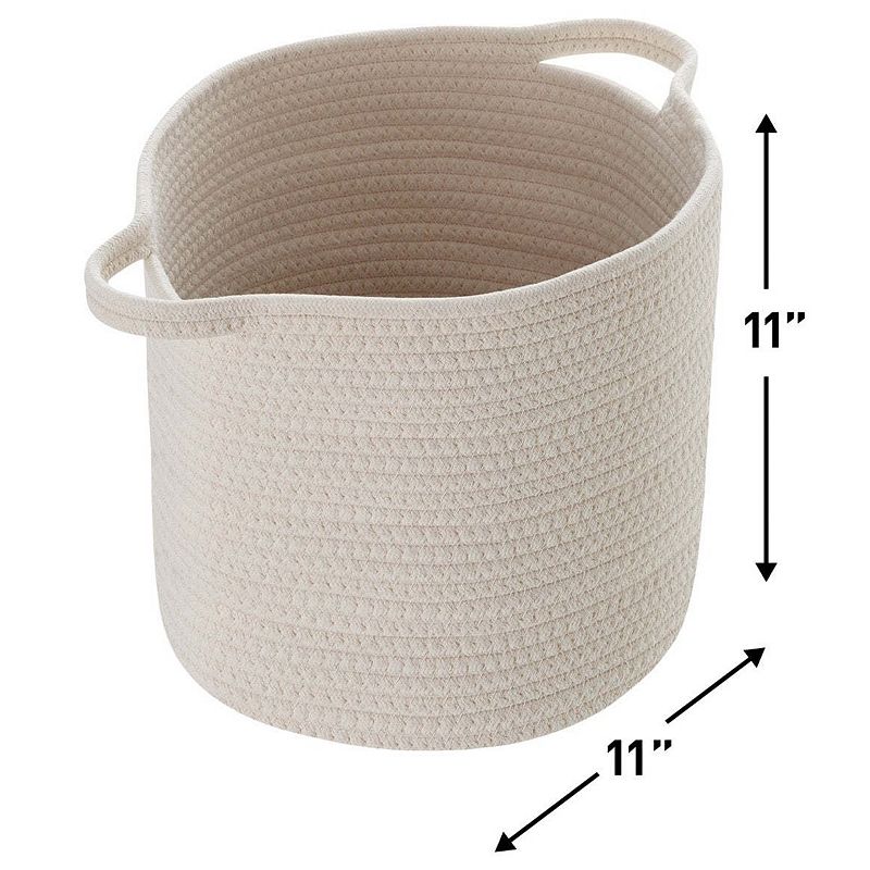 3 Pack Woven Cotton Rope Shelf Storage Basket with Handles