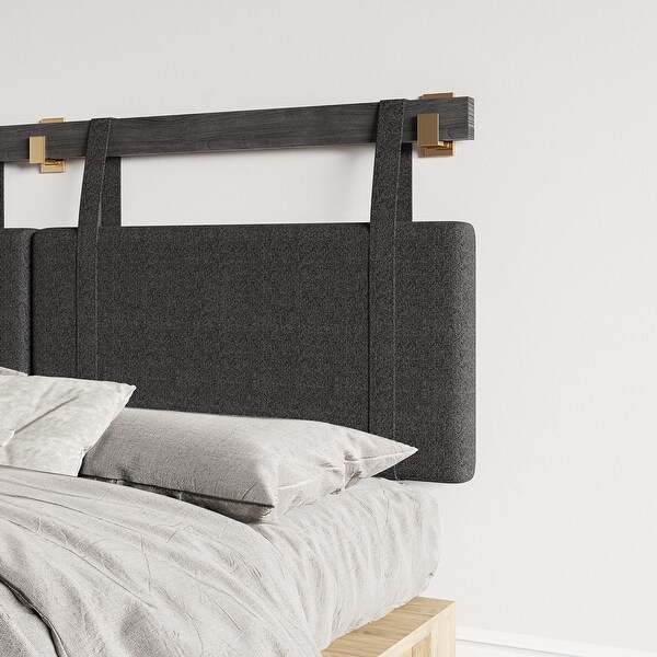 BELLEZE Wall Mounted Linen Headboard for King Size Bed w/ J Hooks - - 37911705