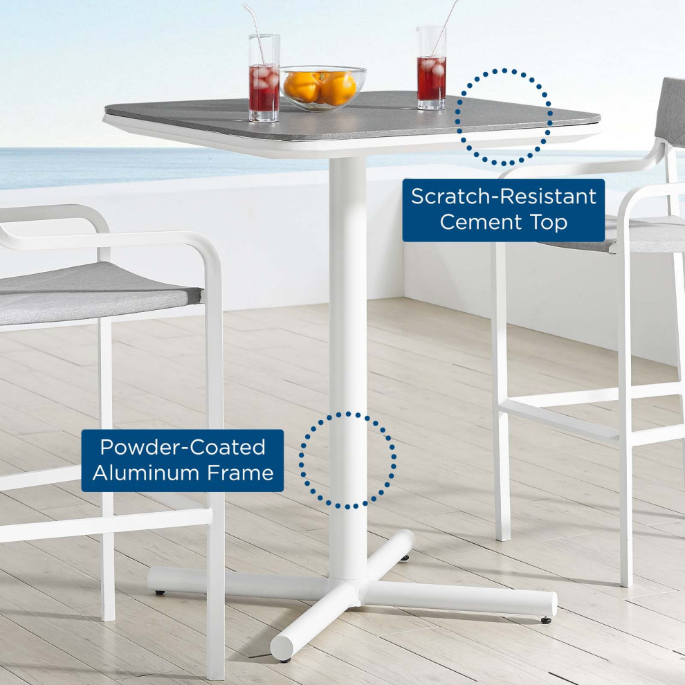 Bar Side Table  Square  Aluminum  Metal  White  Modern  Outdoor Patio Bistro   Modern   Outdoor Pub And Bistro Tables   by House Bound  Houzz