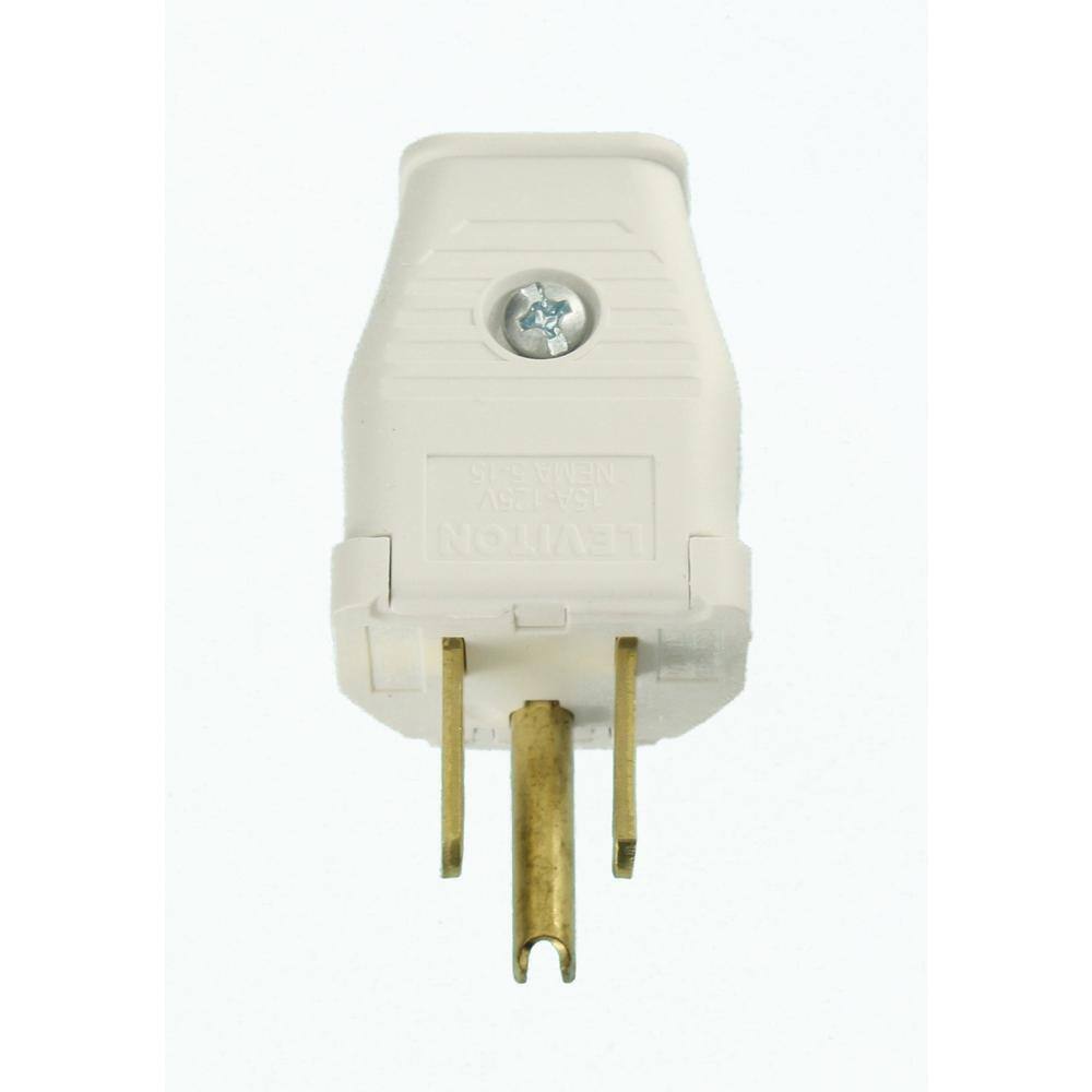 Leviton 15 Amp 125-Volt 3-Wire Grounding Plug White 002-3W101-0WH