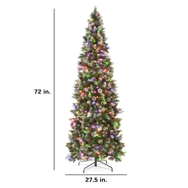 PreLit Partially Flocked Christmas Tree w/ 2in1 Multicolor Lights