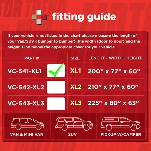 Moto Trend SUV and Van Cover - 1 Poly Payer， Water Resistant， UV Proof - In and Outdoor Protection