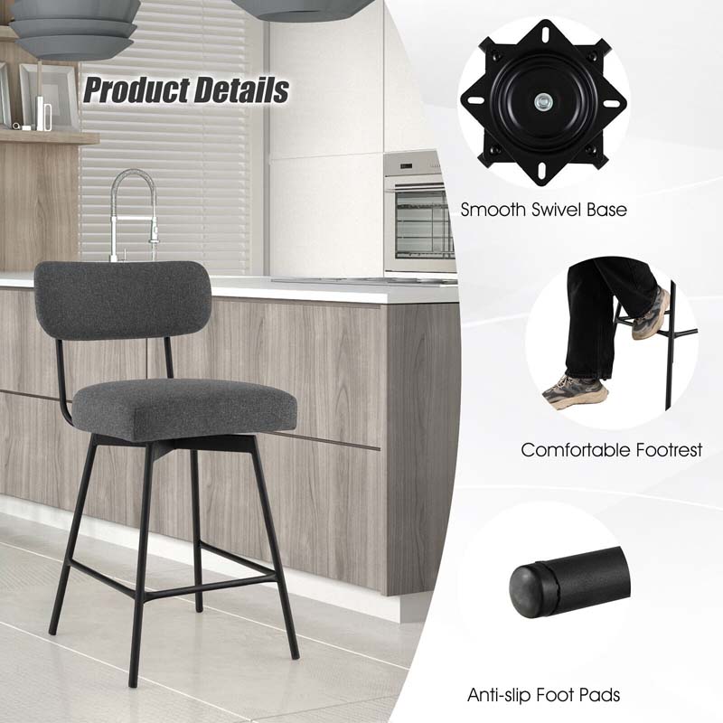 2 Pcs 360° Swivel Bar Stools 25