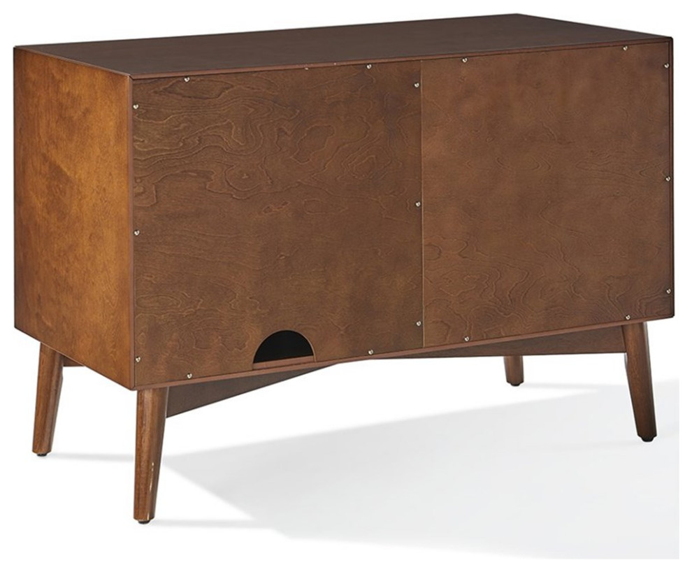 Bowery Hill Mid Century Wood Media Console Table in Mahogany   Midcentury   Entertainment Centers And Tv Stands   by Homesquare  Houzz