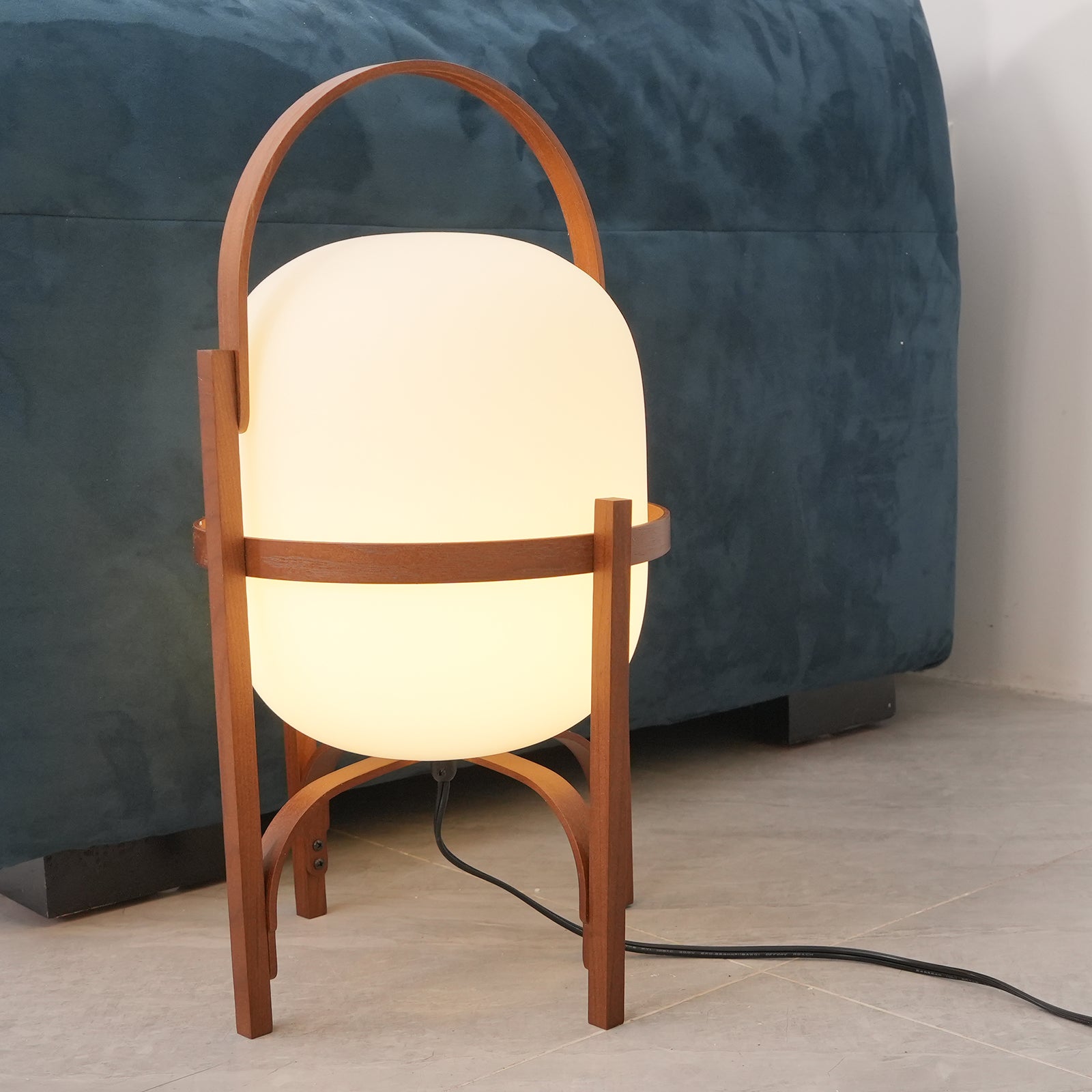 Portable Lantern Glass Table Lamp