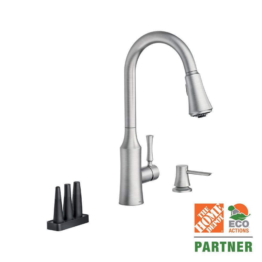 MOEN Venango Single-Handle Pull-Down Sprayer Kitchen Faucet with Reflex and Power Clean Attachments in Spot Resist Stainless 87113SRS