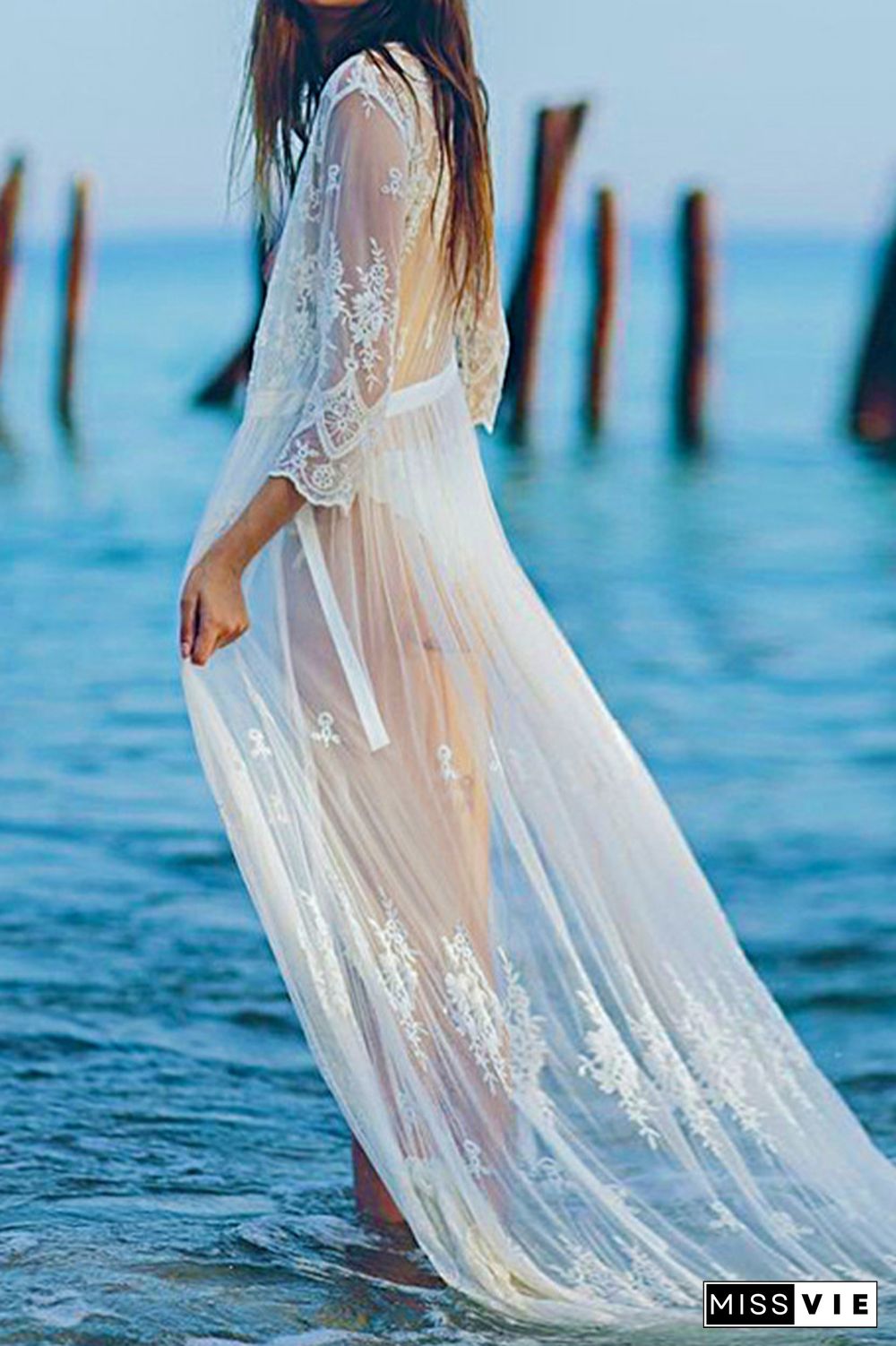 Lace Sheer Beach Cover Up Kimono