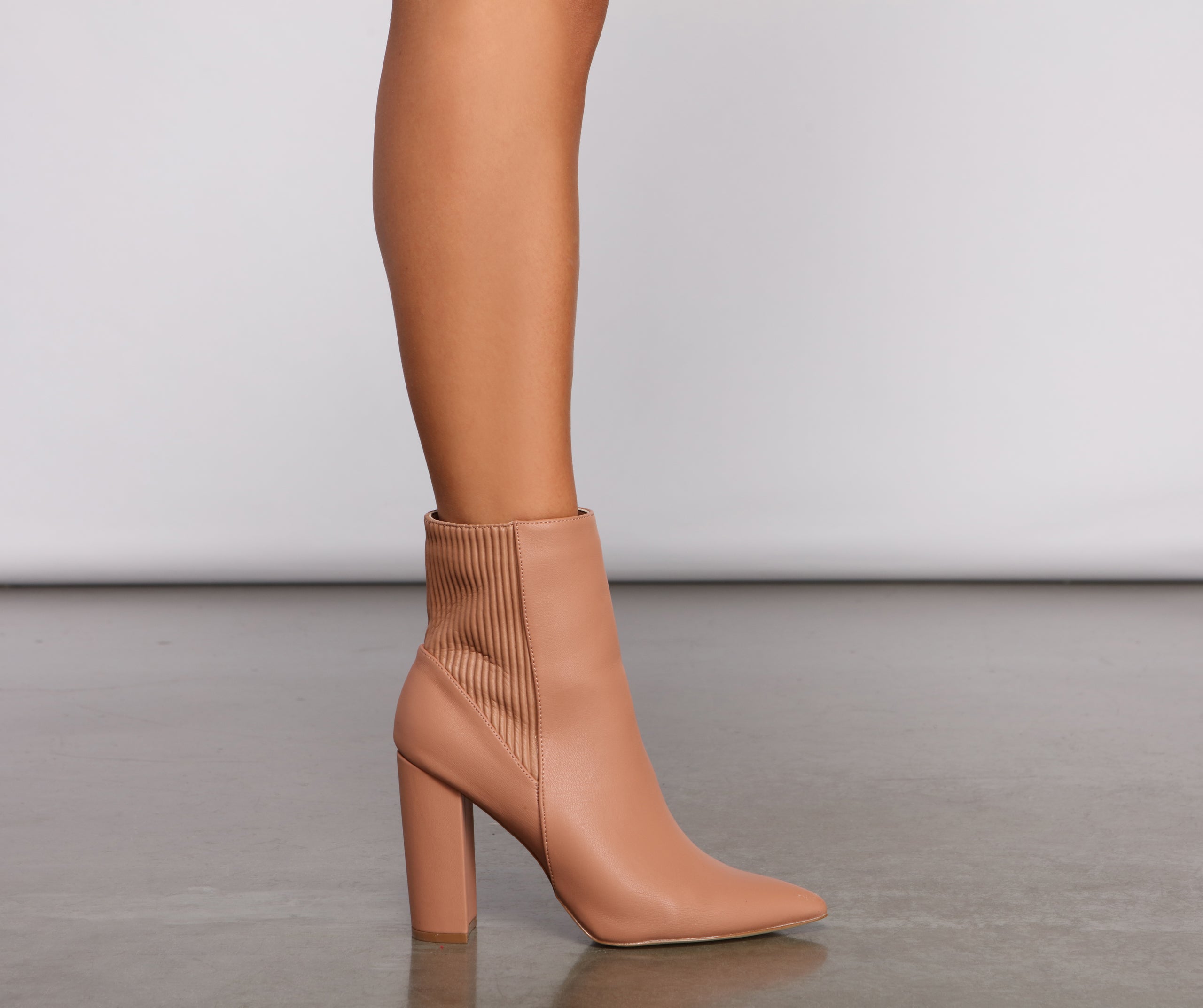 Stacked On Basics Faux Leather Block Heel Booties