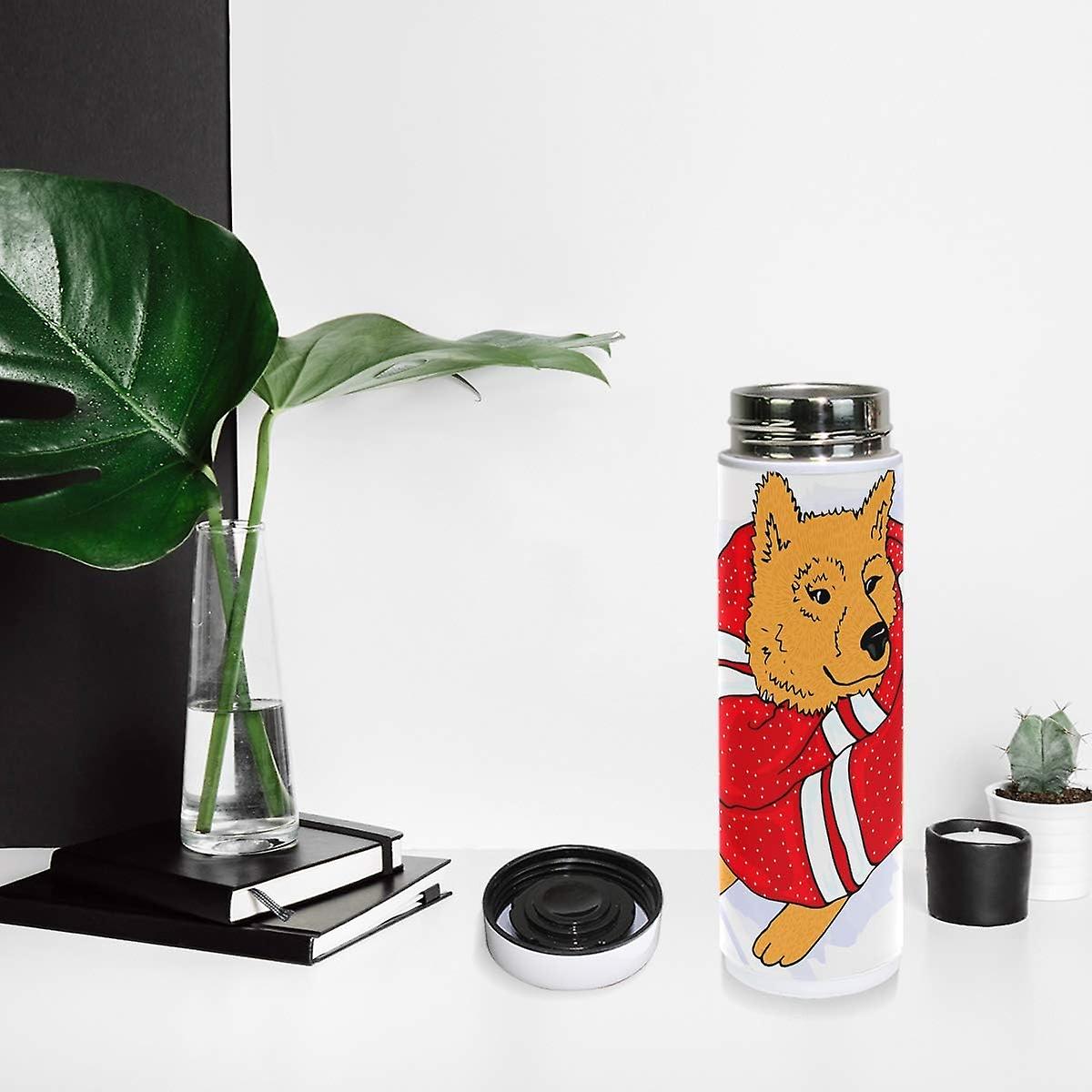 Vacuum Insulated Stainless Steel Water Bottle Dog In Scarf Thermos Tumblers Portable Hyrdoflask Travel Mug