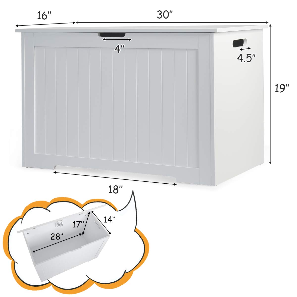 Costzon Wooden Toy Box, Toy Chest & Storage Organizer