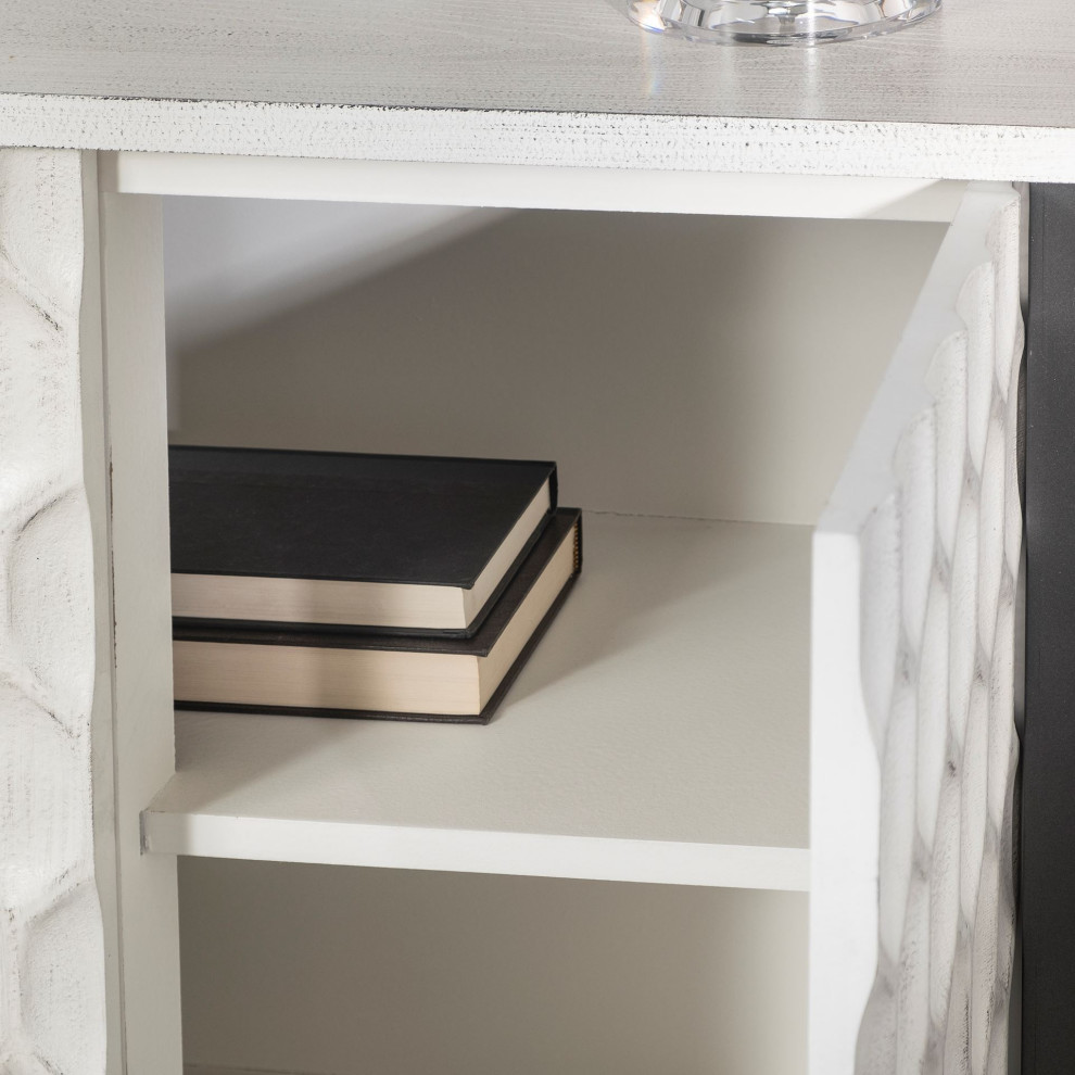 Savannah White Fir Veneer With Silver Metal Frame Accent Cabinet   Transitional   Accent Chests And Cabinets   by HedgeApple  Houzz