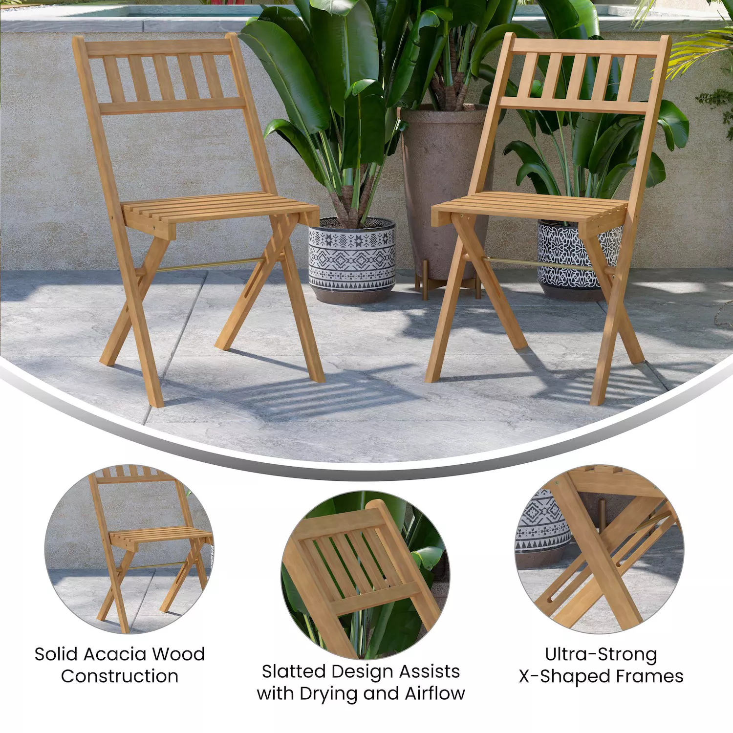 Flash Furniture Martindale Indoor / Outdoor Patio Folding Bistro Chair 2-piece Set