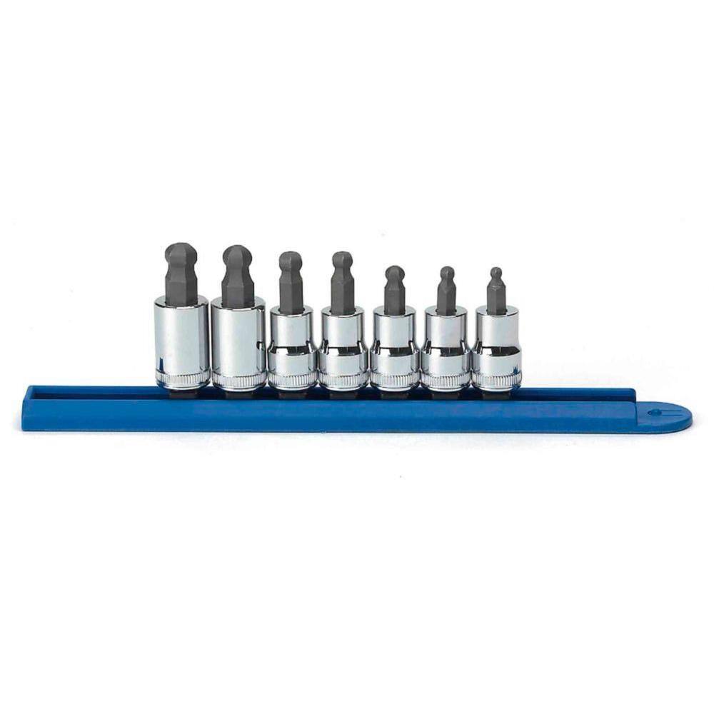 GEARWRENCH 38 in. Drive Metric Hex Bit Socket Set with Socket Rail (7-Piece) 80587