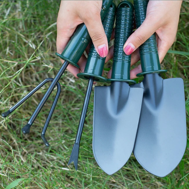 Soft Rubberized Non Slip Handle Stainless Steel Flower Design Garden Tool Shovel Outdoor 4 piece Set Lady Garden Tool Set