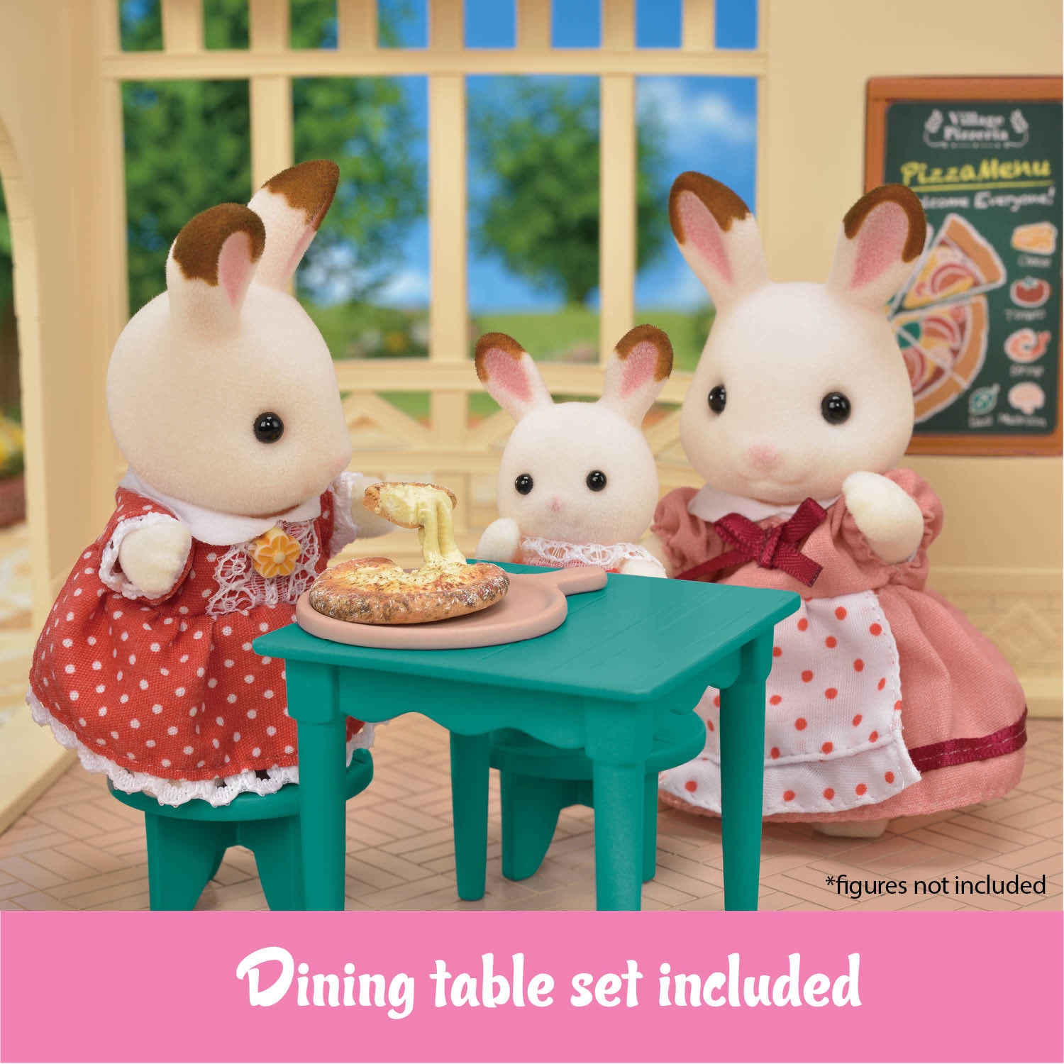 Calico Critters Village Pizzeria Dollhouse Playset, Collectible Dollhouse Toy with Furniture and Accessories Included