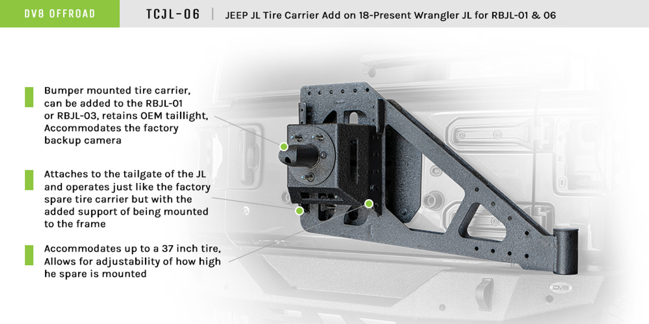 DV8 Offroad Tire Carrier AddOn Spare Tire Carrier