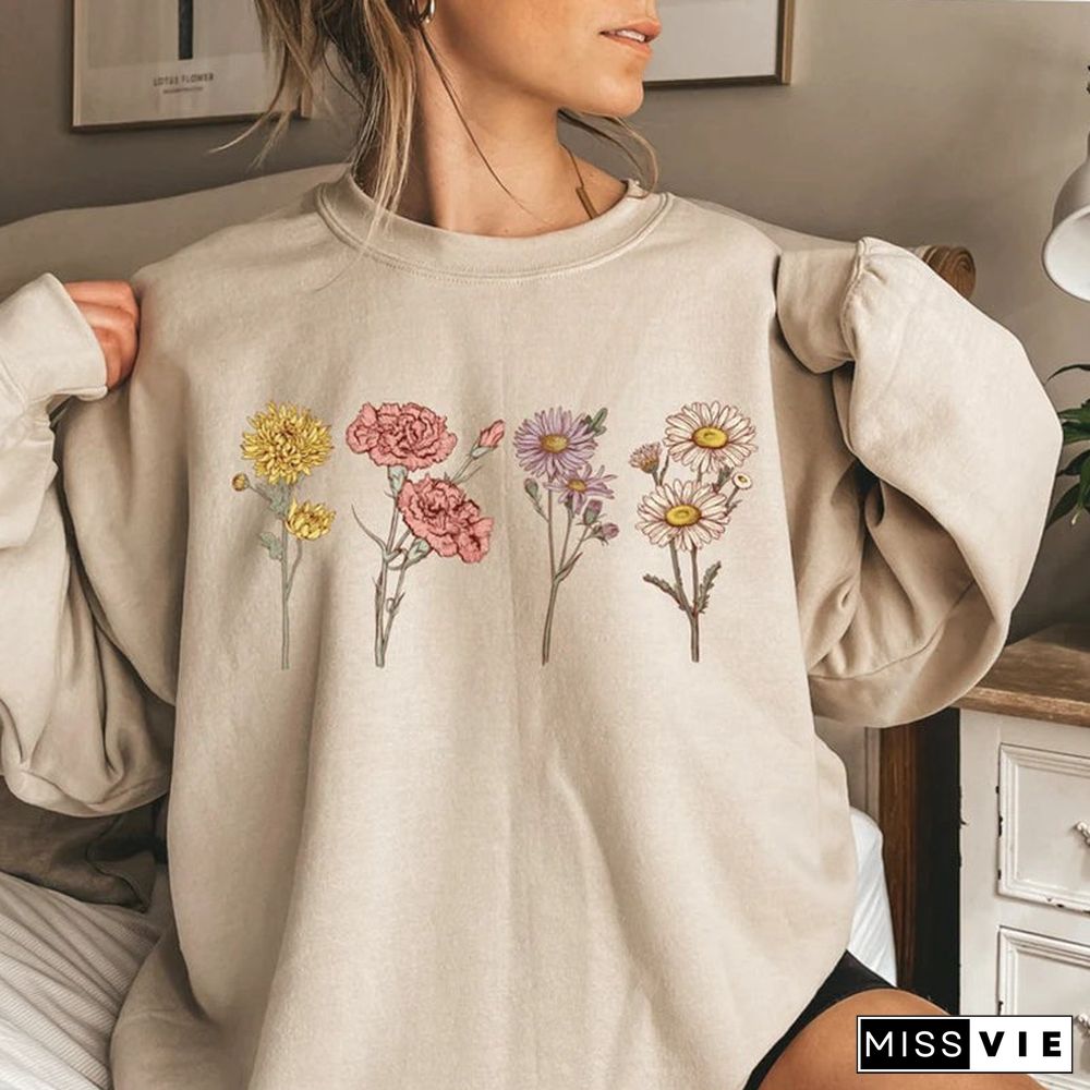 Custom Birth Month Birth Flower Sweatshirt Gift