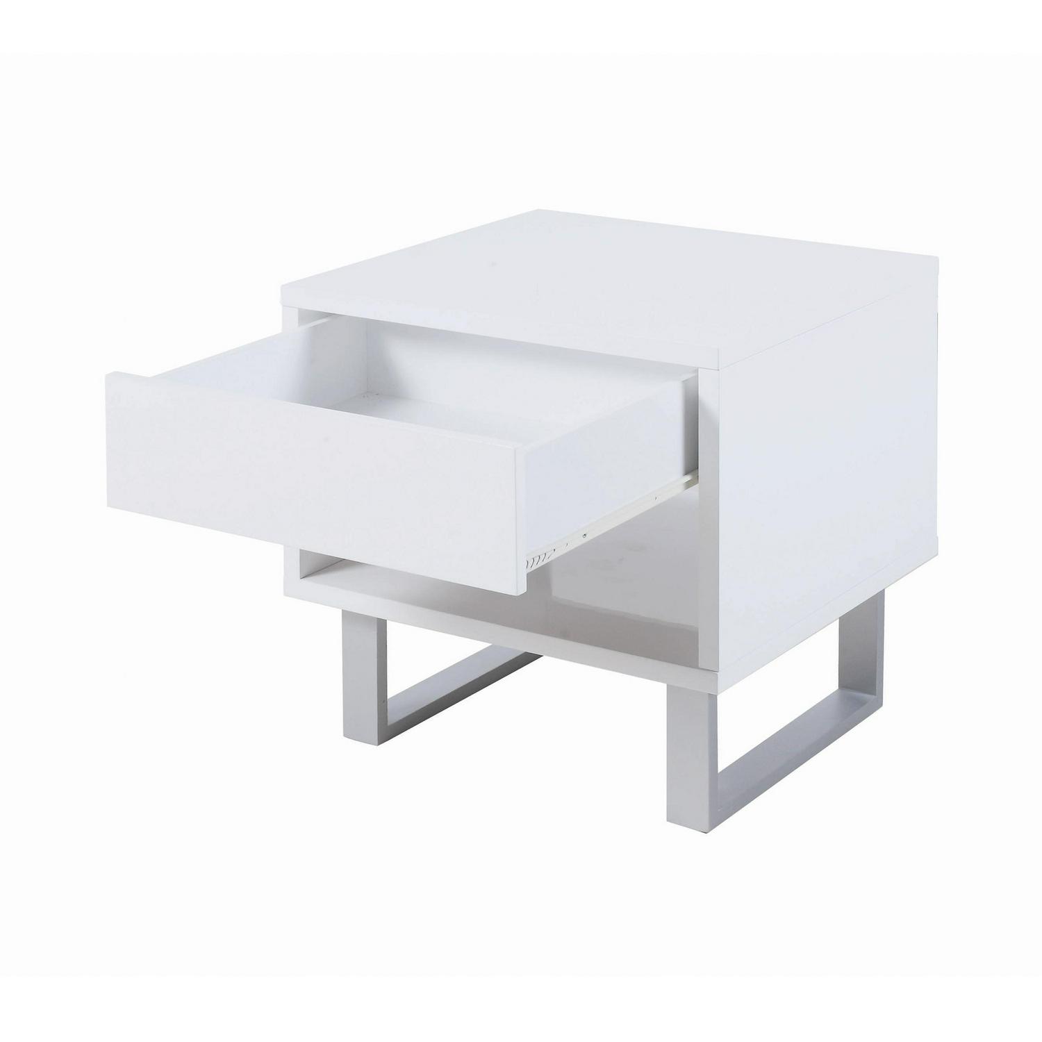 1-drawer End Table High Glossy White