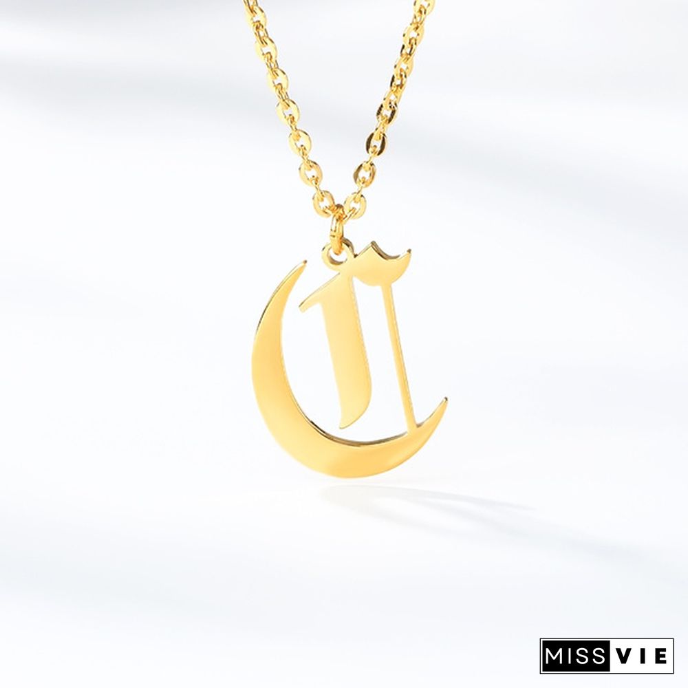 Initials Necklace Custom Letter Necklace For Women Stainless Steel Gold Chain A-Z Letters Old English Font Chain Christmas gifts