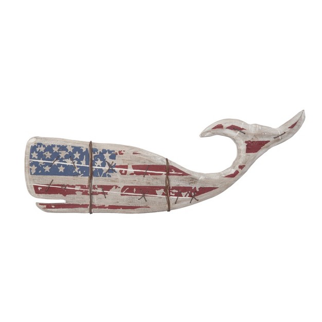 Beachcombers American Flag Patriotic Whale 4th Of July Wall Hanging 22 X 8 25 X 0 75 Inches