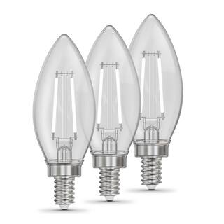 Feit Electric 60-Watt Equivalent B10 E12 Candelabra Dim White Filament Clear Glass Chandelier LED Light Bulb Soft White 2700K (3-Pack) CTC60927CAWFILHDRP3