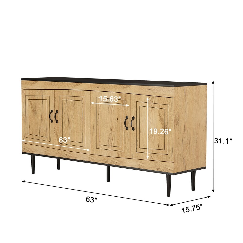 Sideboard Buffet Cabinet  Wooden Storage Cabinet with Adjustable Shelves   63.00\