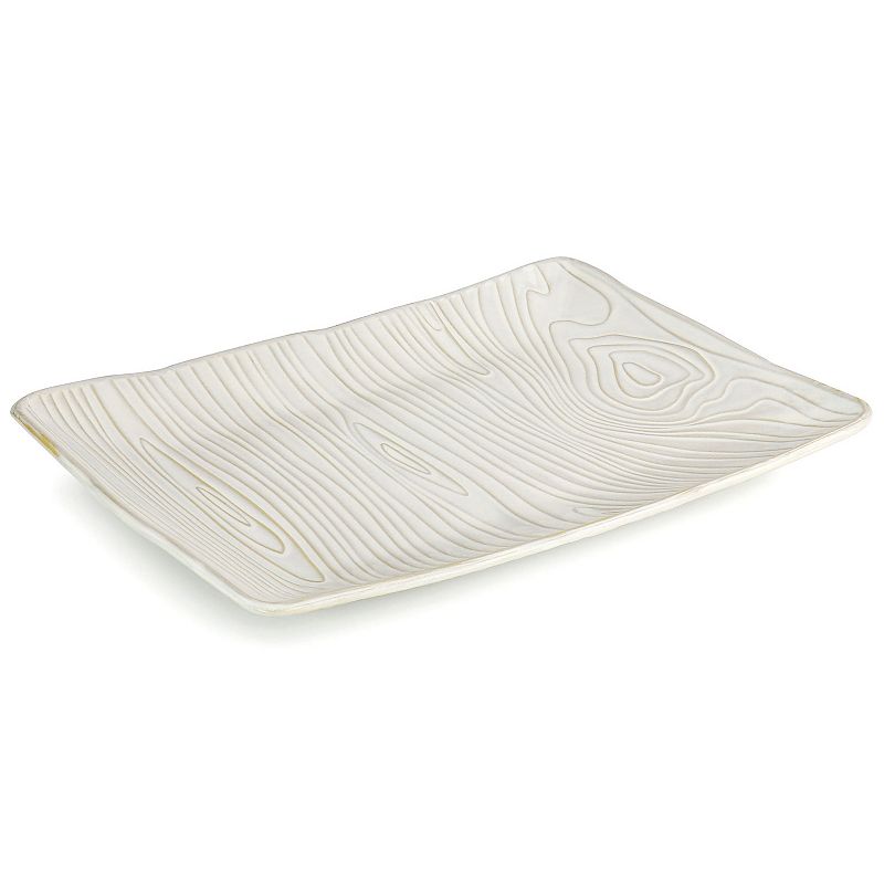 Gibson Home 14in Stoneware Wood Pattern Serving Plate