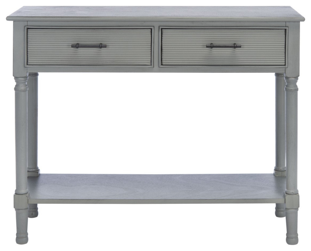 Holly 2 Drawer Console Table Distressed Grey   French Country   Console Tables   by Peachtree Fine Furniture  Houzz