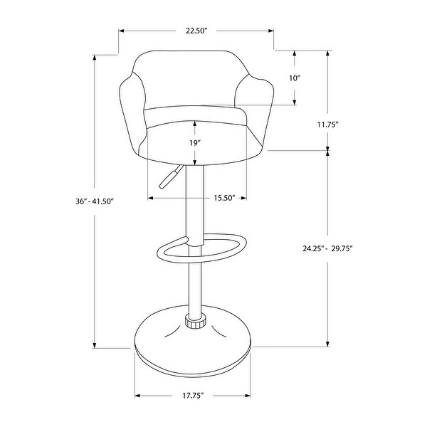 Grey Fabric Chrome Metal Hydraulic Lift Barstool - 21.0 In. W X 36.0 In. H X 21.0 In. D