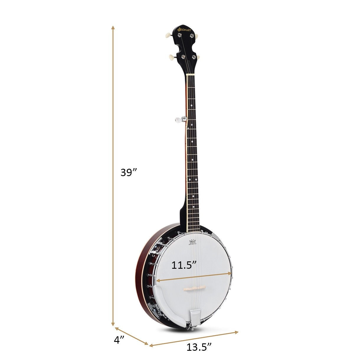 Costzon 5-String Banjo 24 Bracket with Geared 5th Tuner and Mid-range Closed Handle (41.5 IN)