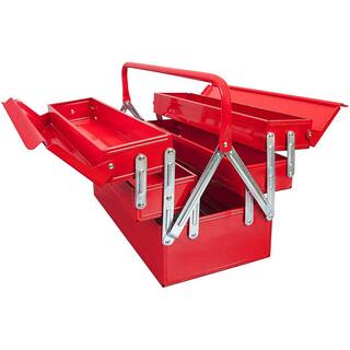 Big Red 17.7 in. L x 7.9 in. W x 8.2 in. H Steel Foldable Portable Tool Box with 5 Tool Trays ANTBC-128R