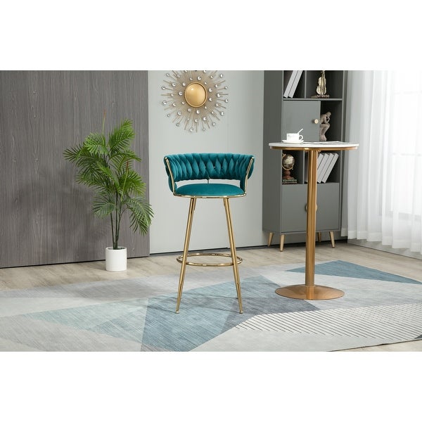 Low Back Bar Stool Light Luxury Bar Chair with Circular Footrest