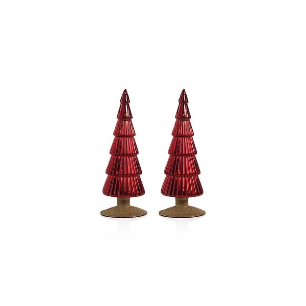 Dembe 9.5 Glass Tree on Gold Glitter Base，Set of 2